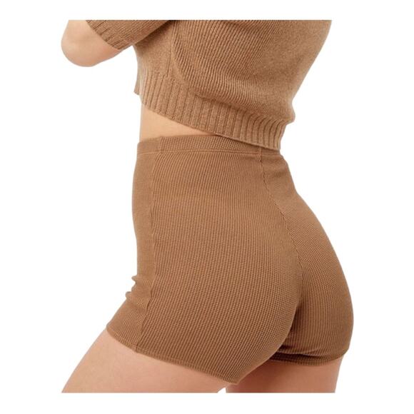 Frankie’s Bikinis Oliver Camel Thermal Waffle Short Small NWT - Picture 2 of 8